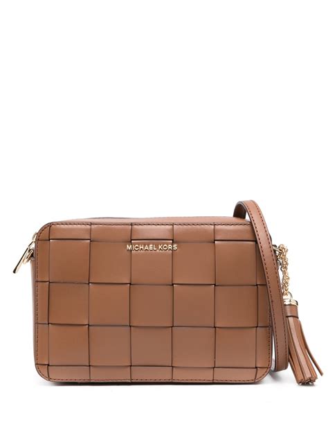 ginny medium michael kors|Michael Kors Ginny Medium Woven Leather Crossbody.